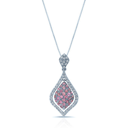 Pink Tourmaline & Diamond Necklace In 18k White Gold