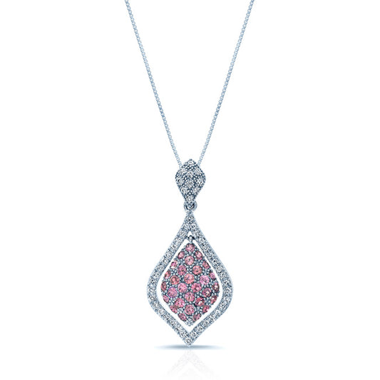 Pink Tourmaline & Diamond Necklace In 18k White Gold