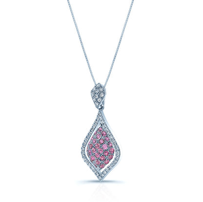Pink Tourmaline & Diamond Necklace In 18k White Gold