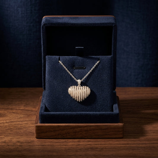 Diamond Pave Cage Bars Heart Pendant In 18k White Gold — gift presentation