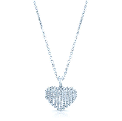 Diamond Pave Cage Bars Heart Pendant In 18k White Gold
