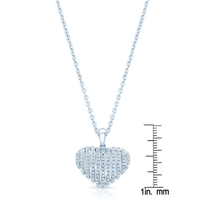 Diamond Pave Cage Bars Heart Pendant In 18k White Gold