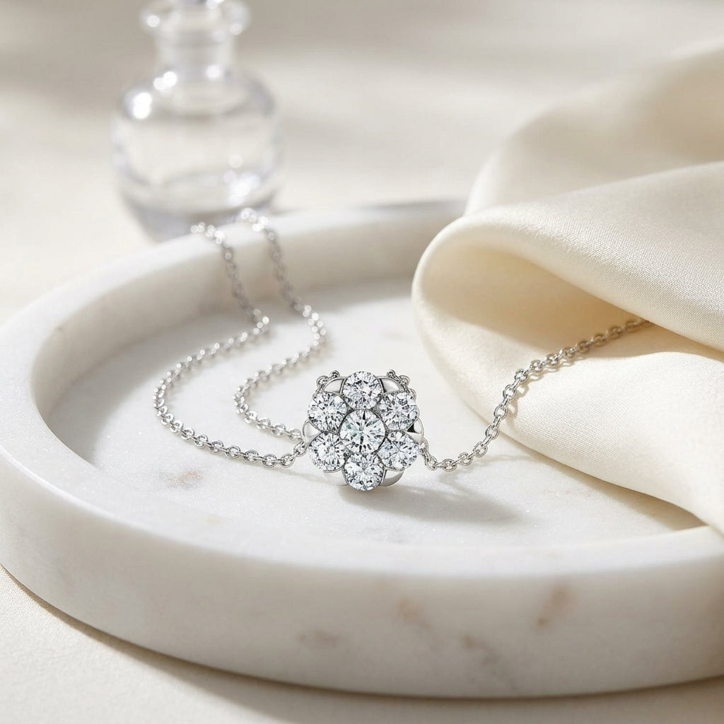 Coronet Solitaire Pendant In 18k White Gold (1.5 Ctw, 17-in Rolo Chain) — atelier still life