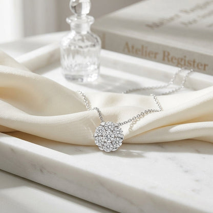 Diamond Coronet Solitaire Pendant In 18k White Gold (3/4 Ct.tw), 18 Inch Chain — atelier still life