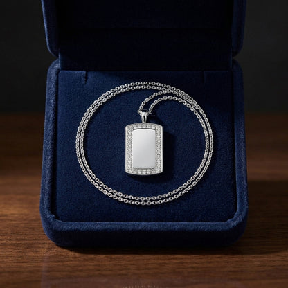 Diamond Dog Tag In 18k White Gold — gift presentation