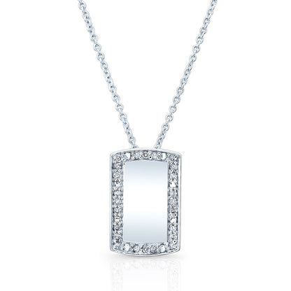 Diamond Dog Tag In 18k White Gold