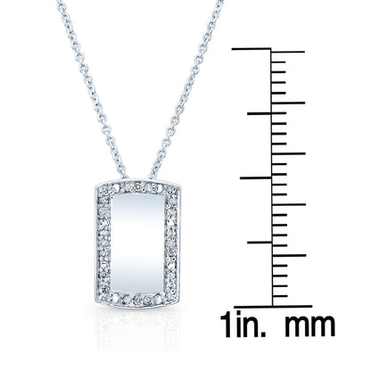 Diamond Dog Tag In 18k White Gold
