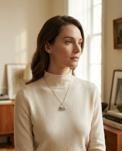 Diamond Handbag Pendant in 18k White Gold — portrait full