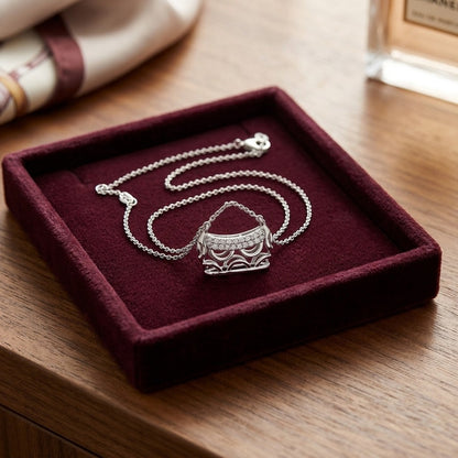 Diamond Handbag Pendant in 18k White Gold — velvet box
