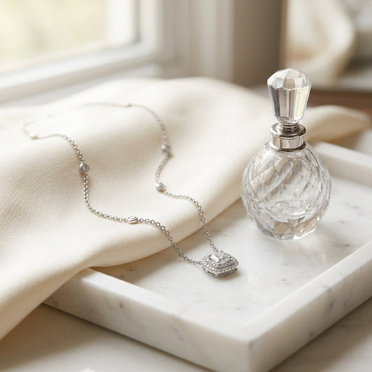 Diamond Double Entourage Cushion Cut Pendant In 18k White Gold 1.72ctw — marble silk