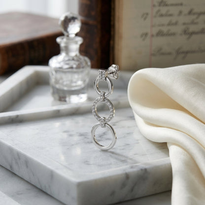 Diamond Triple Circle Dangle Earrings In 18k White Gold — atelier still life