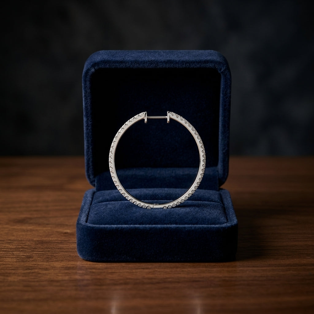 Diamond Hoop Earrings In 18k White Gold (1 1/4 Ct. Tw.) — gift presentation