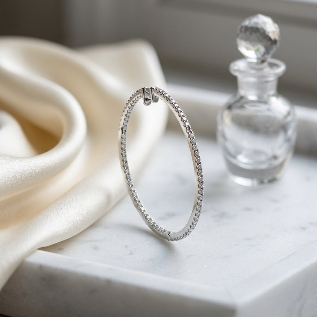 Diamond Hoop Earrings In 18k White Gold (1 1/4 Ct. Tw.) — atelier still life
