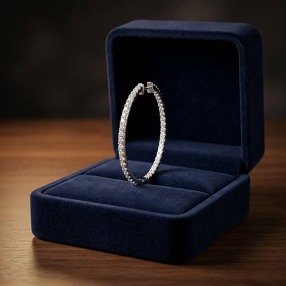 Diamond Hoop Earrings In 18k White Gold (1 1/4 Ct. Tw.) — gift presentation
