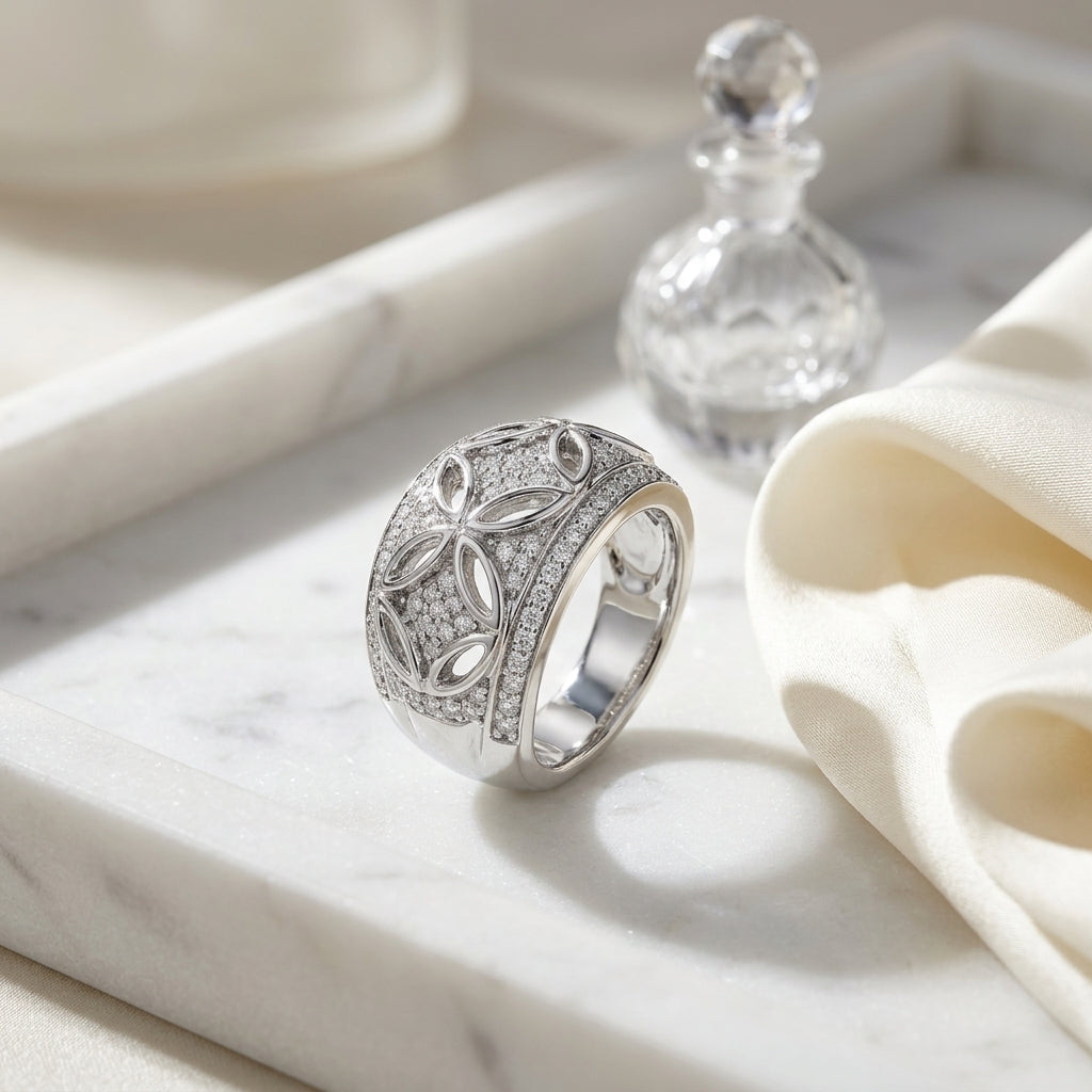 Diamond Geometric Omega Back Earrings In 18k White Gold — atelier still life
