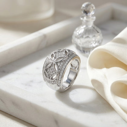 Diamond Geometric Omega Back Earrings In 18k White Gold — atelier still life