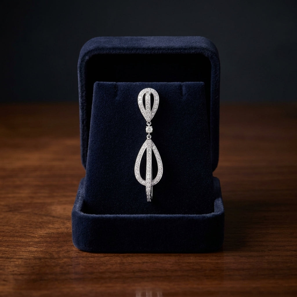 Diamond Drop Earrings In 18k White Gold (4/5 Ct. Tw,) — gift presentation