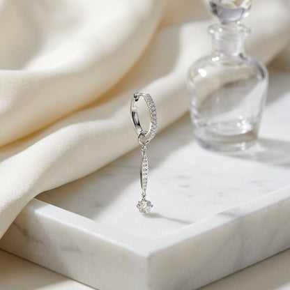 Hoop/ Drop 0.65ct Diamonds Earrings Set In 18k White Gold — atelier still life