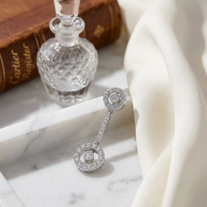 Diamond Double Dangle Bullseye Earrings In 18k White Gold — atelier still life