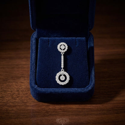 Diamond Double Dangle Bullseye Earrings In 18k White Gold — gift presentation