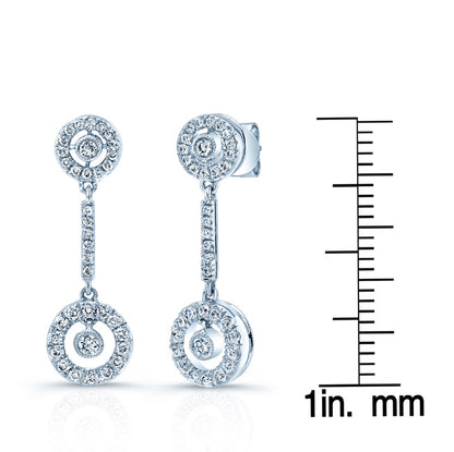Diamond Double Dangle Bullseye Earrings In 18k White Gold