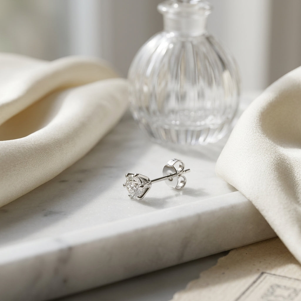 Diamond Round 6-prong Stud Earrings In 18k White Gold (0.40ctw) — atelier still life
