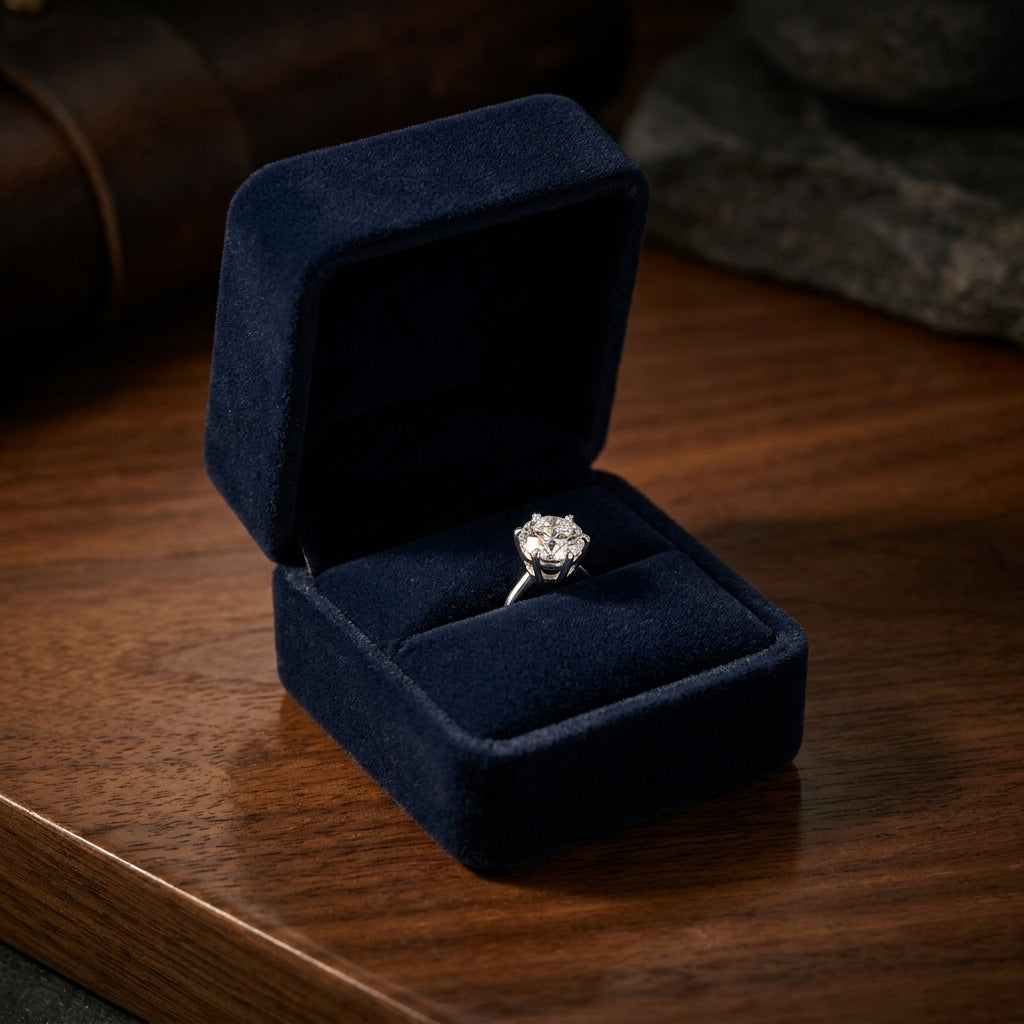 Diamond Round 6-prong Stud Earrings In 18k White Gold (0.40ctw) — gift presentation