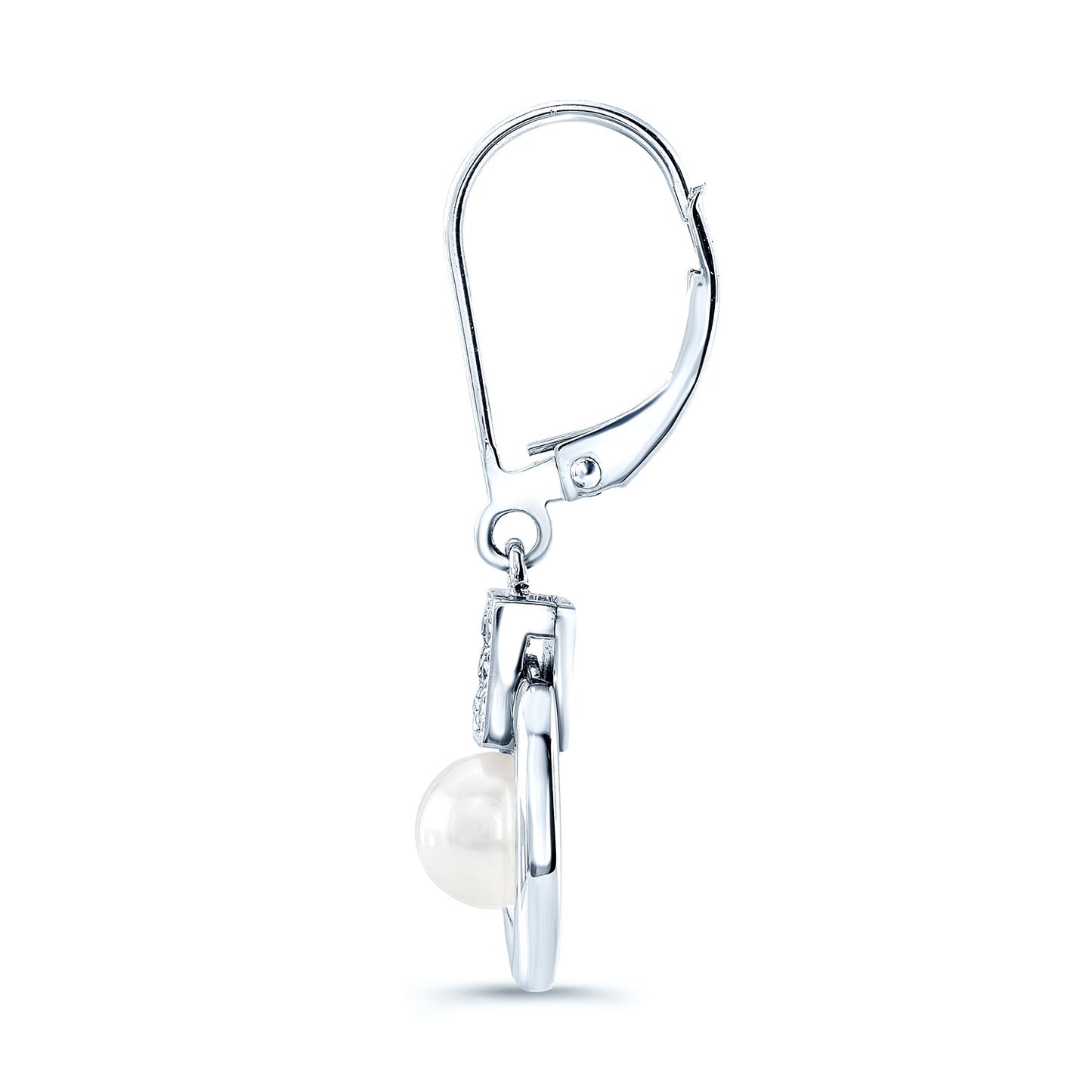 Pearl And Diamond Door Knocker Leverback Earrings In 18k White Gold