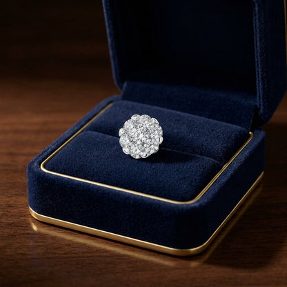 Diamond Cluster Stud Earrings In 18k White Gold — gift presentation