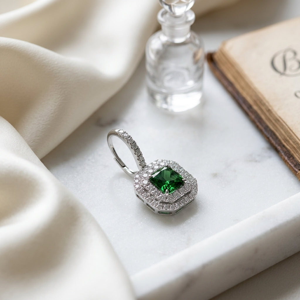 Tsavorite And Diamond Earrings In 18k White Gold — atelier still life
