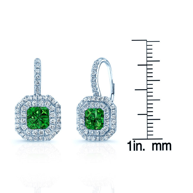 Tsavorite And Diamond Earrings In 18k White Gold