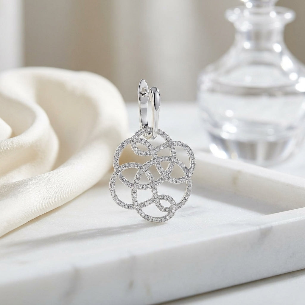 Floral Diamond Earrings In 18k White Gold (1 -1/3 Ct.tw.) — atelier still life