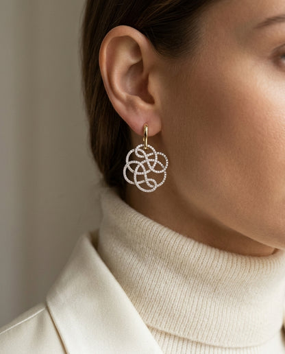 Floral Diamond Earrings In 18k White Gold (1 -1/3 Ct.tw.) — editorial close-up
