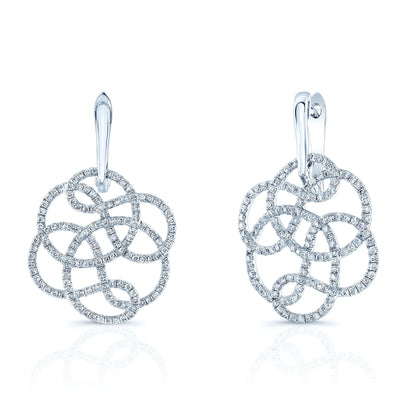 Floral Diamond Earrings In 18k White Gold (1 -1/3 Ct.tw.)