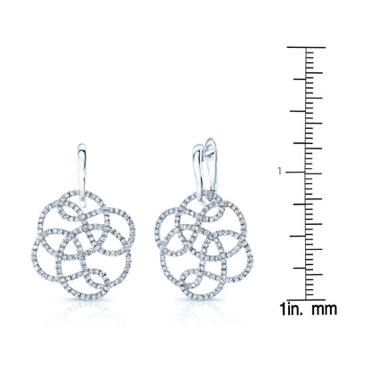 Floral Diamond Earrings In 18k White Gold (1 -1/3 Ct.tw.)