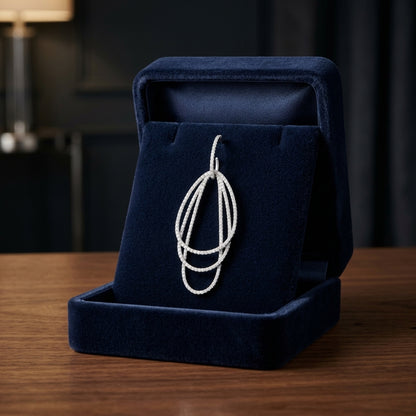 Triple Overlap Pear Shape Dangle Earrings In 18k White Gold (2 7/8 Ct.tw.) — gift presentation