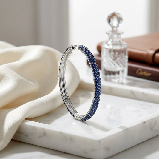 Sapphire Pave Hoop Earrings In 18k White Gold — atelier still life
