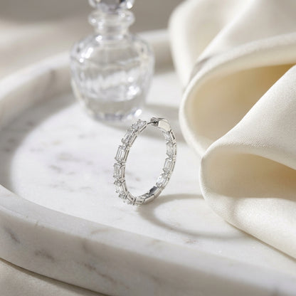 Round and Baguette Diamond Inside Out Hoop Earrings in 18k White Gold 2-1/8ctw — atelier still life