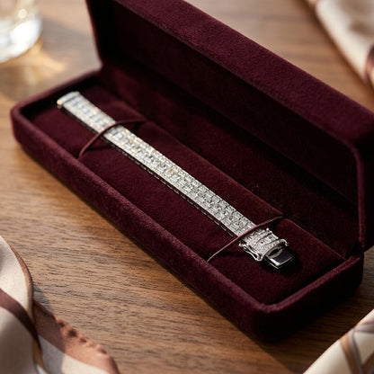 Princess and Round Diamond Tennis Bracelet in 14k White Gold (6-2/3 Ct. Tw.) — velvet box