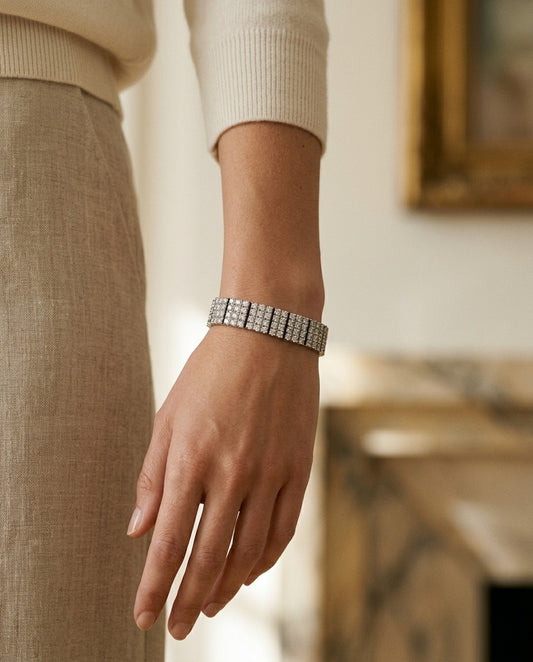 Pave Diamond Link Bracelet in 18k White Gold (2.90 Ct.tw.) — portrait close