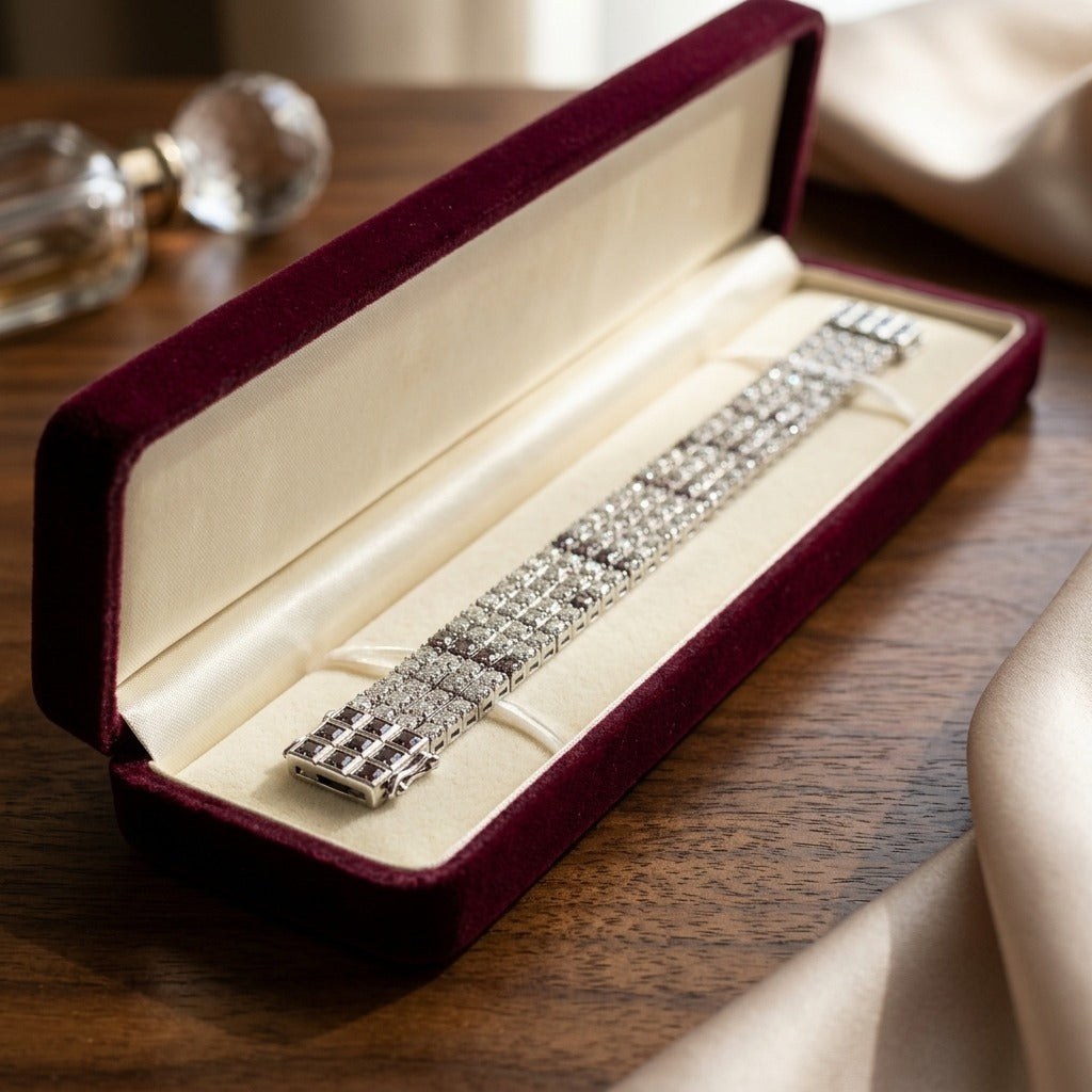 Pave Diamond Link Bracelet in 18k White Gold (2.90 Ct.tw.) — velvet box