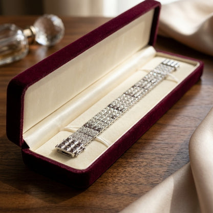 Pave Diamond Link Bracelet in 18k White Gold (2.90 Ct.tw.) — velvet box