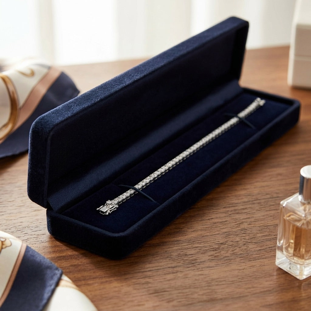 Diamond Slim Bangle Bracelet In 18k White Gold — velvet box