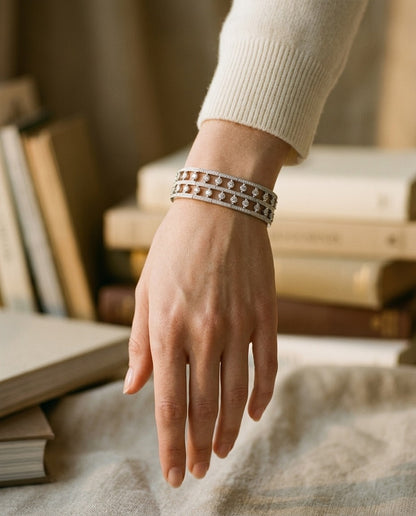 Double Row Floating Diamond Bracelet in 18k White Gold (6-3/4 Ct.tw.) — portrait close