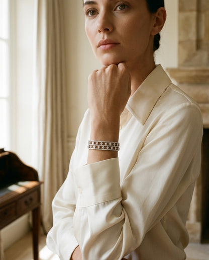 Double Row Floating Diamond Bracelet in 18k White Gold (6-3/4 Ct.tw.) — portrait full