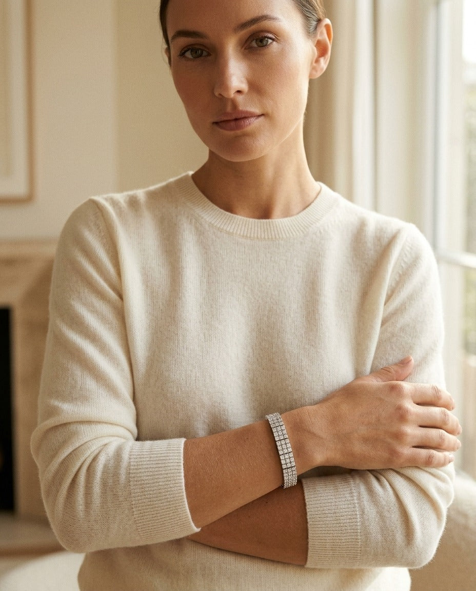 Diamond Link Bracelet in 18k White Gold (2-1/2 Ct.tw.) — portrait full
