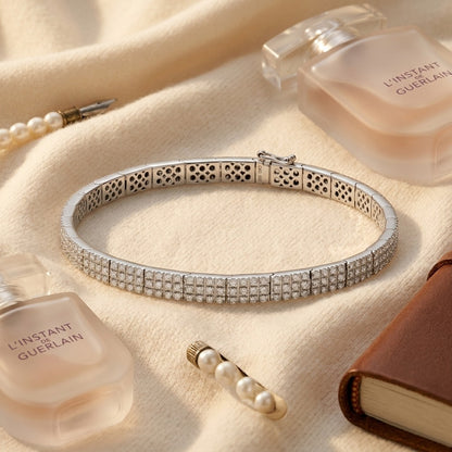 Diamond Link Bracelet in 18k White Gold (2-1/2 Ct.tw.) — textile flat lay