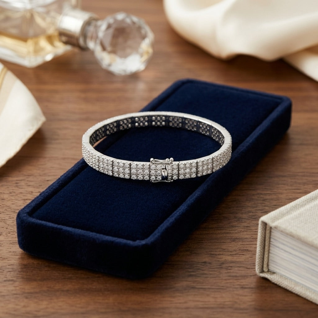 Diamond Link Bracelet in 18k White Gold (2-1/2 Ct.tw.) — velvet box