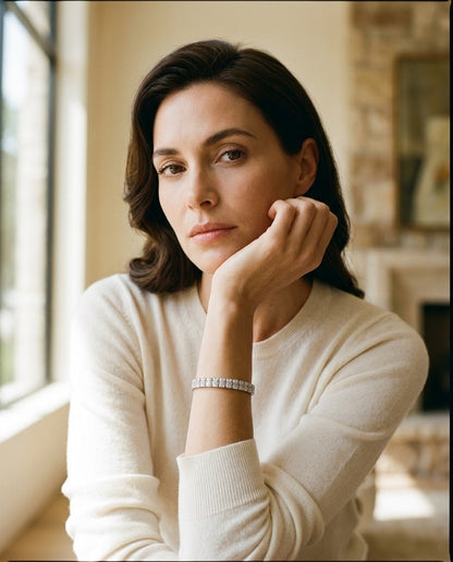 Multi Row Diamond Open Weave Millgrain Bracelet in 18k White Gold (5-1/2 Ct.tw.) — portrait full