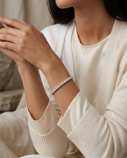 Diamond Flexible Cuff Bracelet In 18k White Gold 5.50ctw — editorial close-up